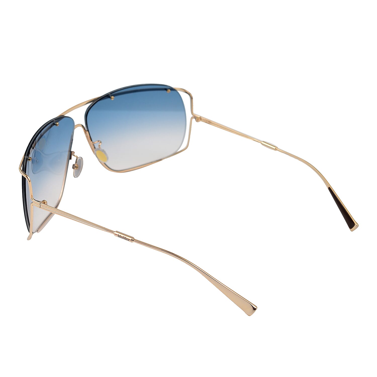 MAX MARA Unisex Gold Metal Shield Sunglasses with Blue Lenses
