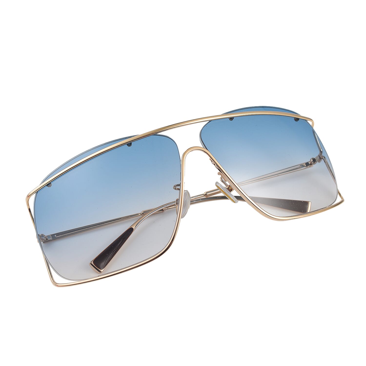 MAX MARA Unisex Gold Metal Shield Sunglasses with Blue Lenses