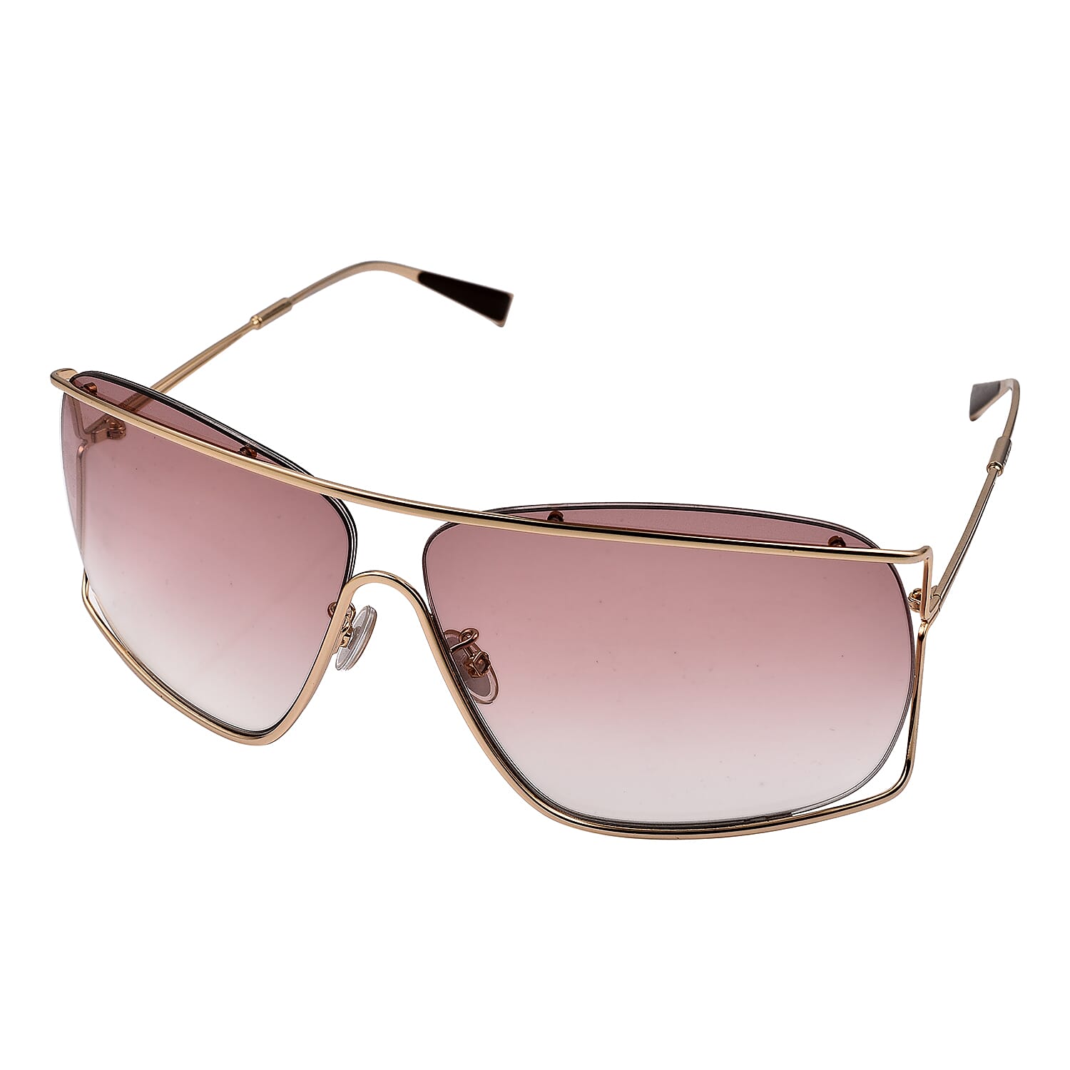 MAX MARA Unisex Gold Metal Shield Sunglasses with Brown Lenses