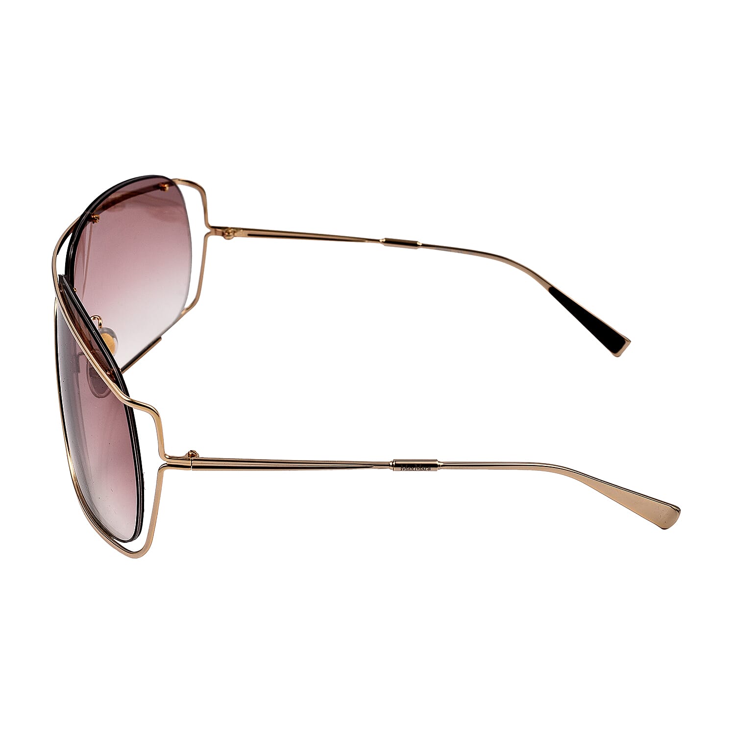 MAX MARA Unisex Gold Metal Shield Sunglasses with Brown Lenses