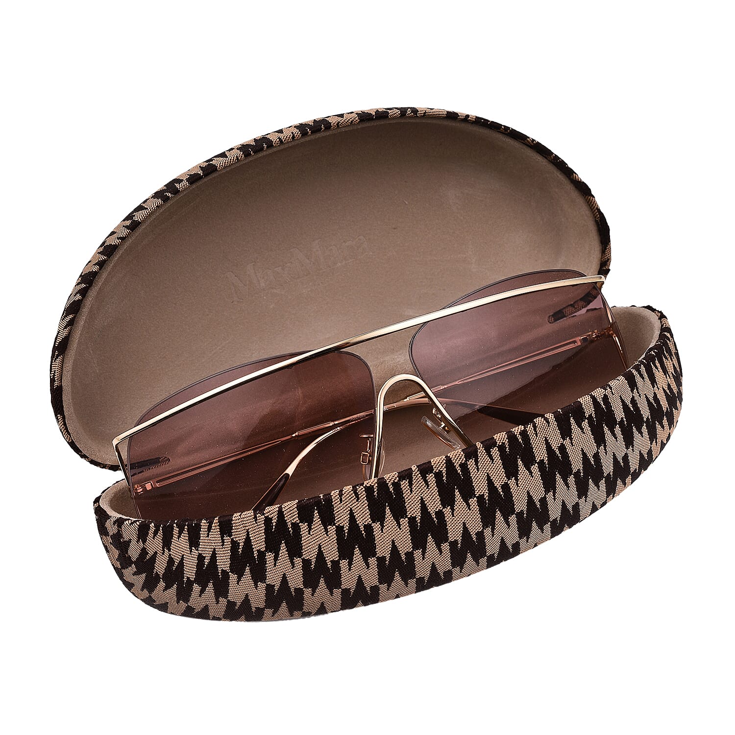 MAX MARA Unisex Gold Metal Shield Sunglasses with Brown Lenses