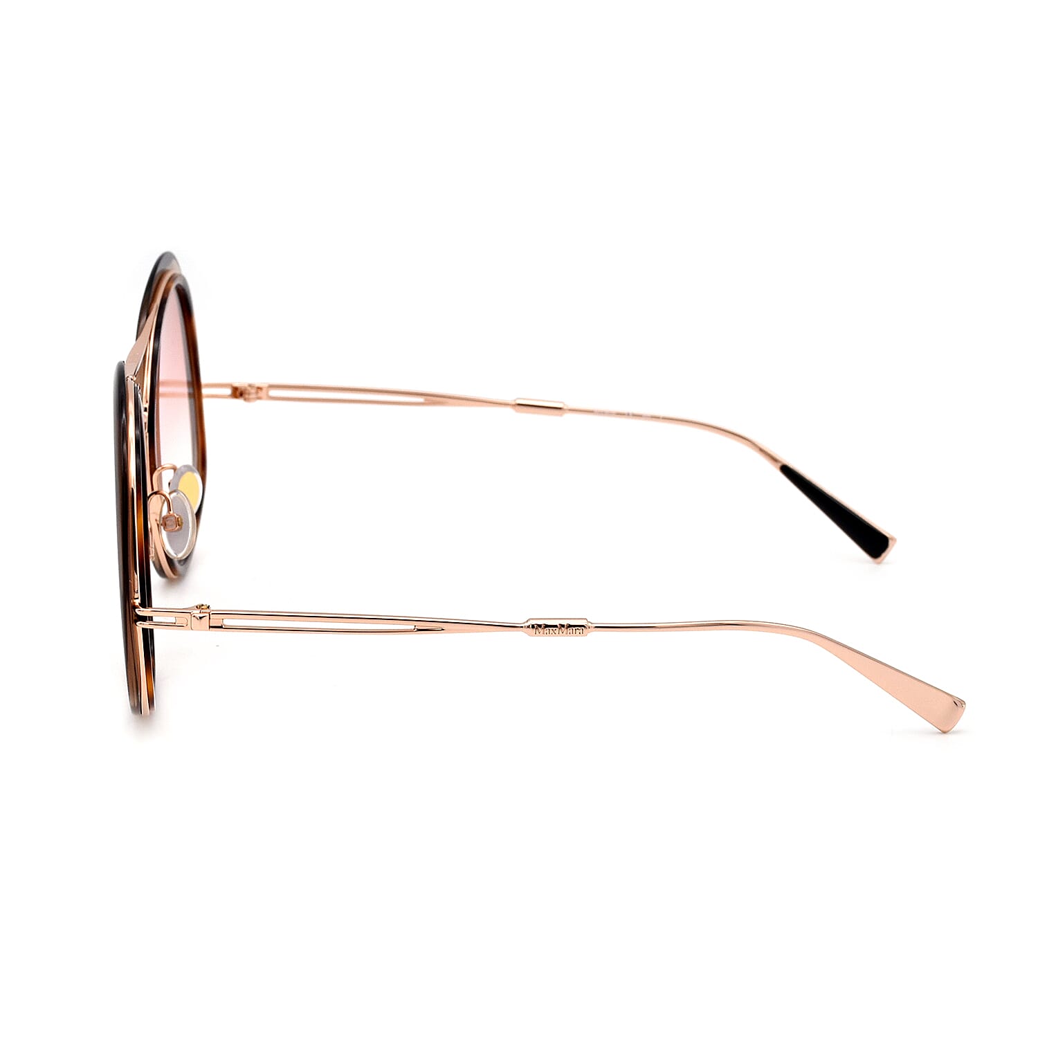 MAX MARA Ladies Gold and Brown Tort Oversized Sunglasses with Pink Lenses