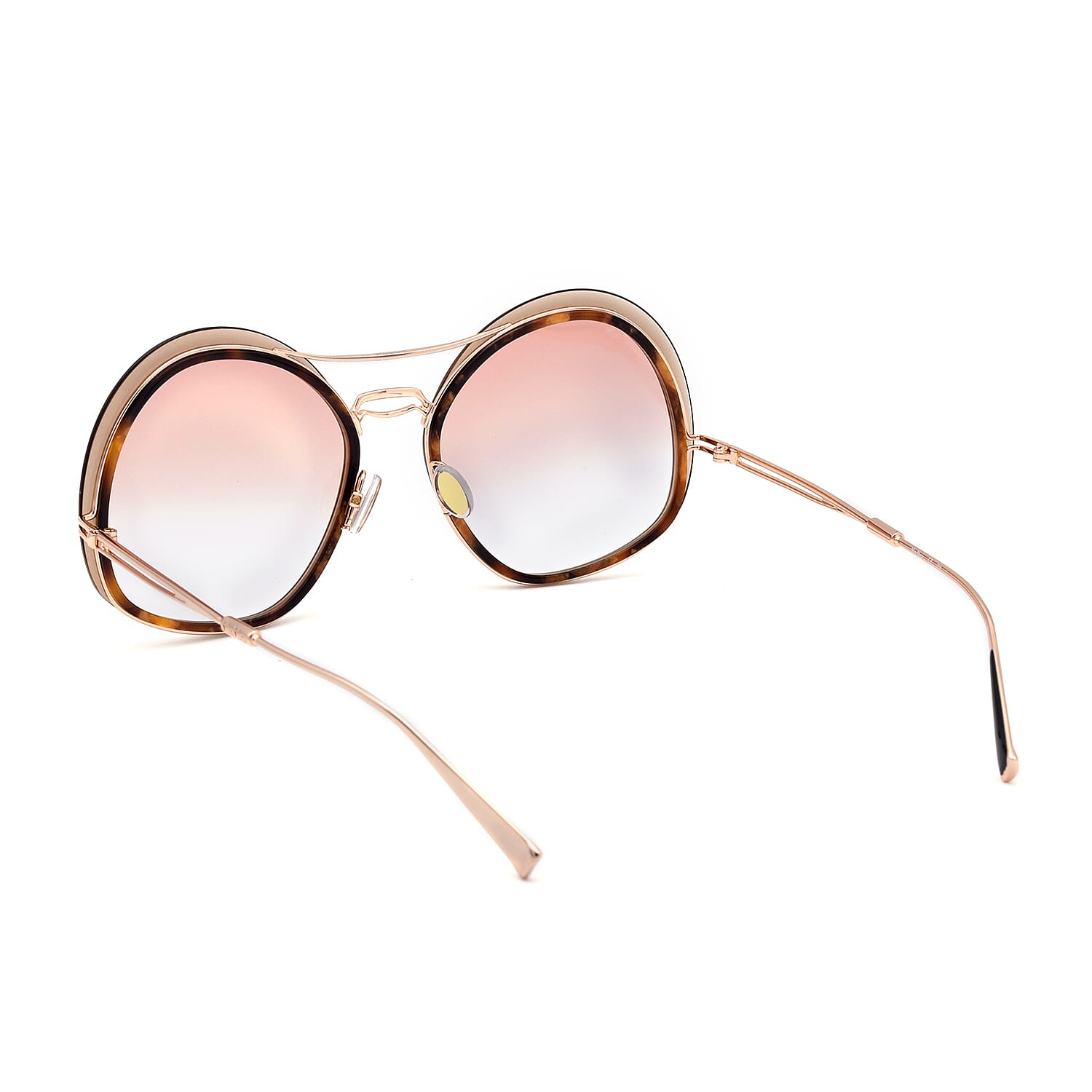 MAX MARA Ladies Gold and Brown Tort Oversized Sunglasses with Pink Lenses