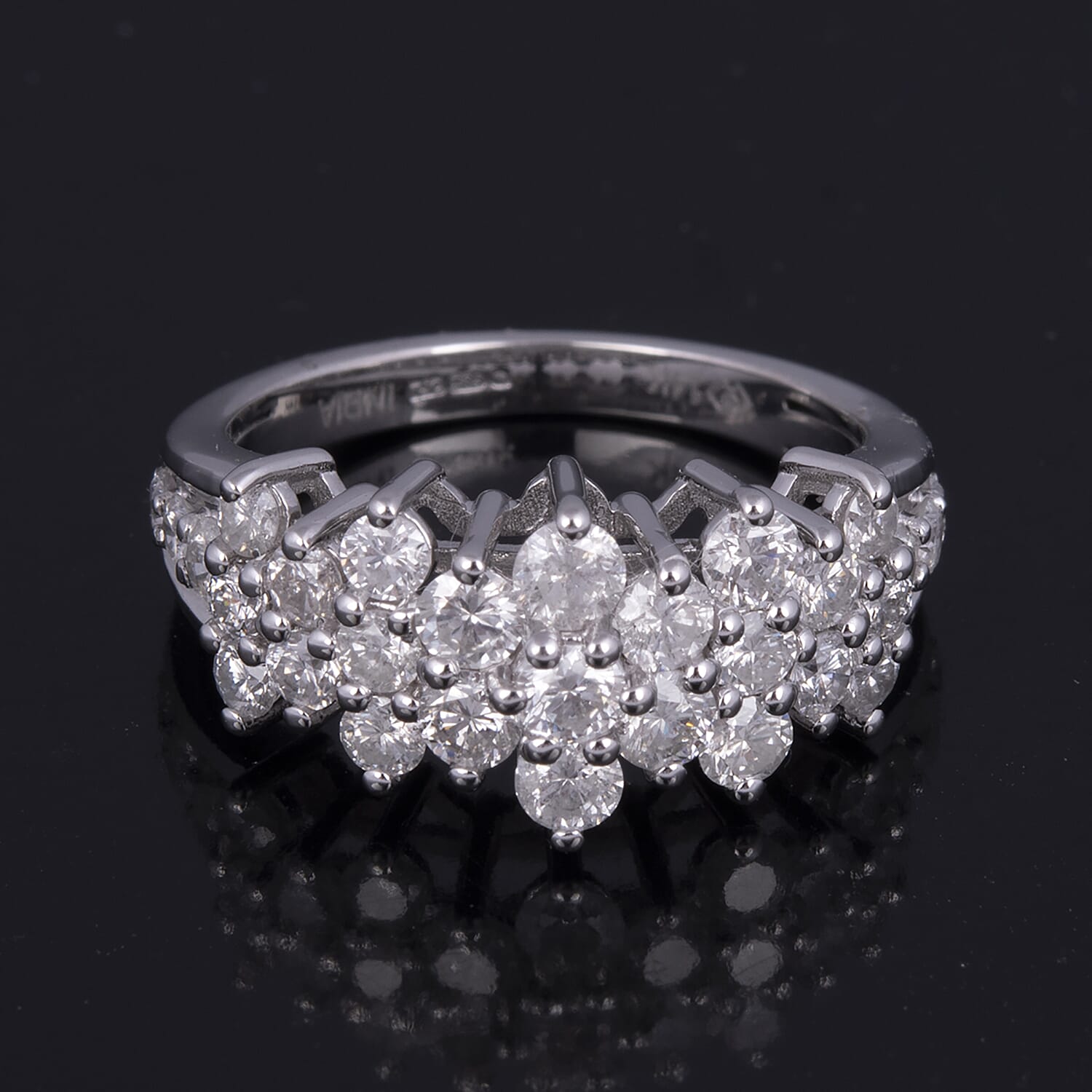 NY Close Out 14K White Gold Diamond (I2-GH) Cluster Ring 1.25 Ct.