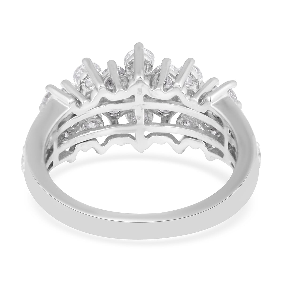 NY Close Out 14K White Gold Diamond (I2-GH) Cluster Ring 1.25 Ct.