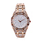 GENOA Japanese Movement Rose Gold Dial White Austrian Crystal Water Resistant Watch in Rose Gold Chain Strap