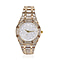 GENOA Japanese Movement Gold Dial White Austrian Crystal Water Resistant Watch in Yellow Gold Chain Strap