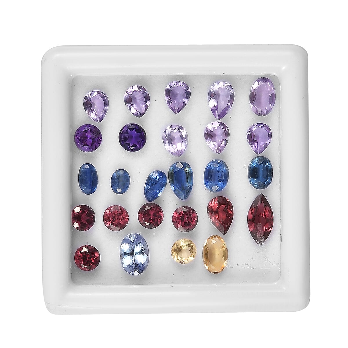Set of 7 - Citrine, Amethyst, Kyanite, Tanzanian Wine Garnet, Mozambique Garnet and Tanzanite 8.15 Ct.