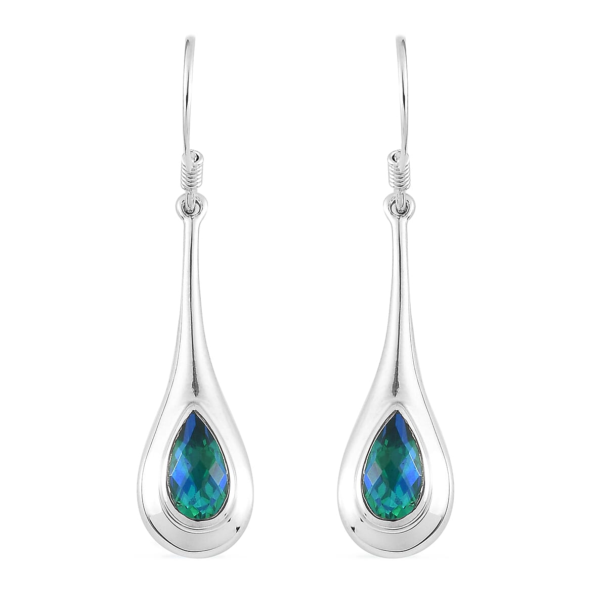 Sajen Silver ILLUMINATION Collection - Rainbow Doublet Quartz Fish Hook Earrings in Sterling Silver 1.95 Ct.