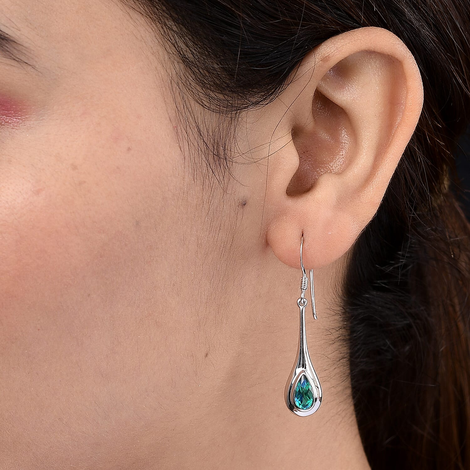 Sajen Silver ILLUMINATION Collection - Rainbow Doublet Quartz Fish Hook Earrings in Sterling Silver 1.95 Ct.