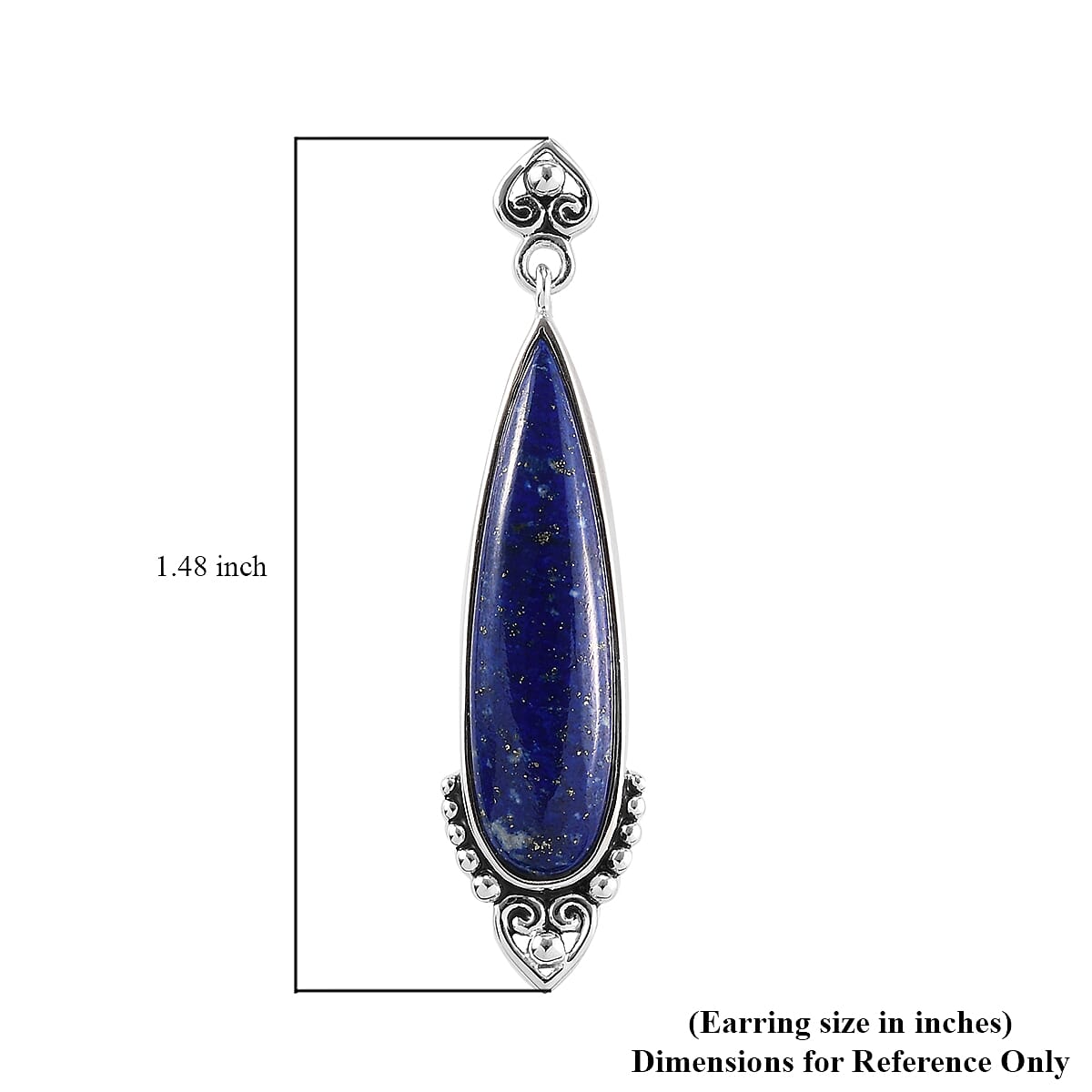 Sajen Silver Cultural Flair Collection - Lapis Lazuli Enamelled Earrings (with Push Back) in Platinum Overlay Sterling Silver 18.00 Ct.