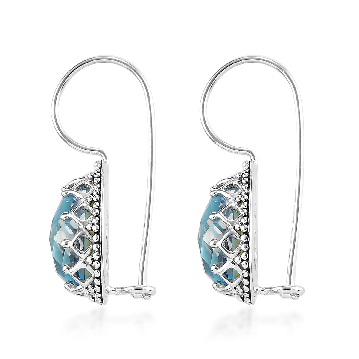 Sajen Silver Cultural Flair Collection - Celestial Quartz Hook Earrings in Platinum Overlay Sterling Silver 2.00 Ct.