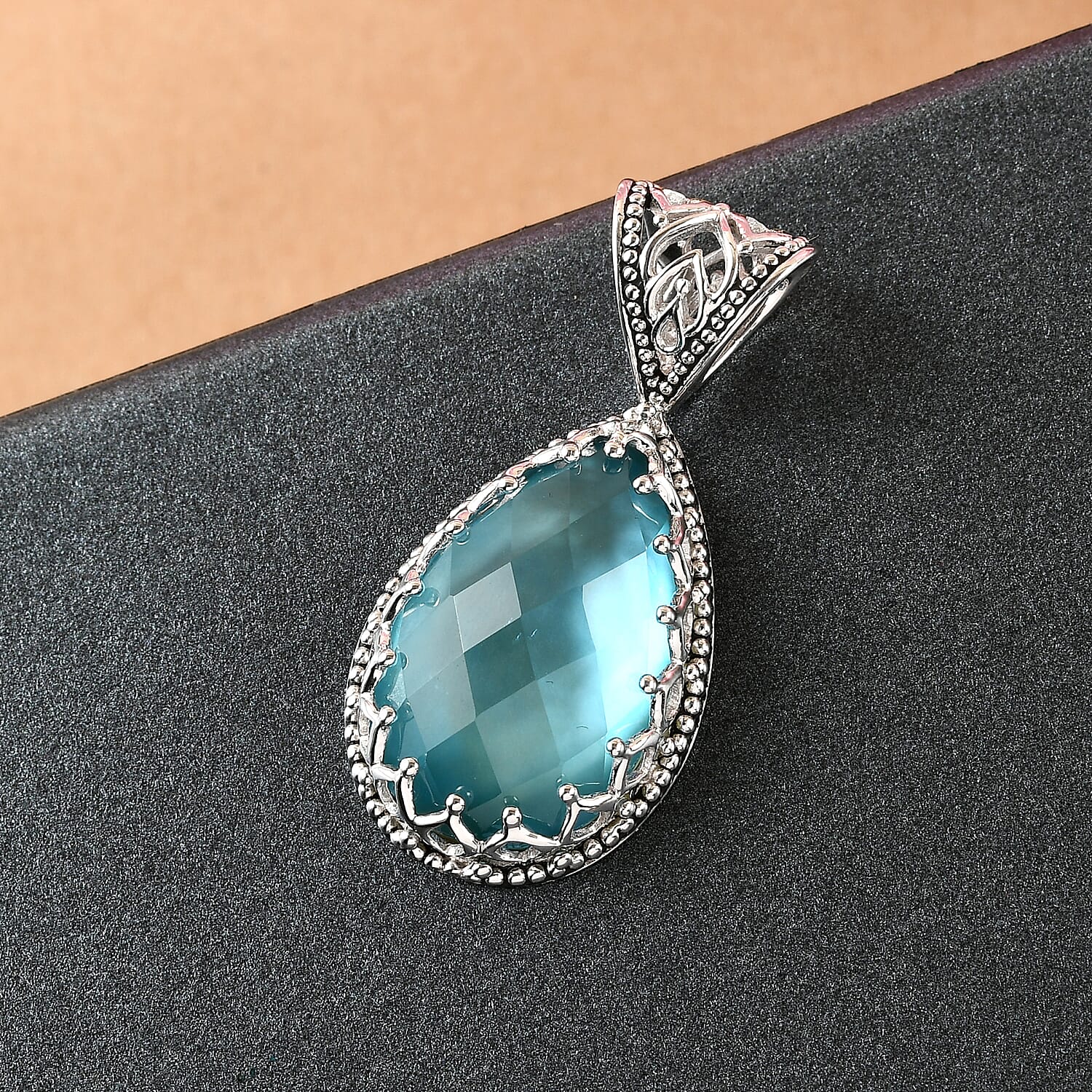 Sajen Silver Cultural Flair Collection - Celestial Quartz Pendant in Platinum Overlay Sterling Silver 15.70 Ct.