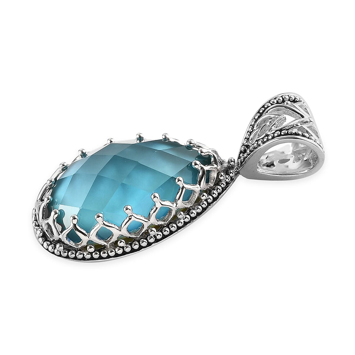 Sajen Silver Cultural Flair Collection - Celestial Quartz Pendant in Platinum Overlay Sterling Silver 15.70 Ct.