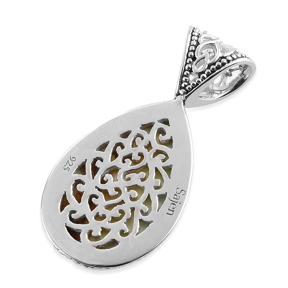 Sajen Silver Cultural Flair Collection - Celestial Quartz Pendant in Platinum Overlay Sterling Silver 15.70 Ct.