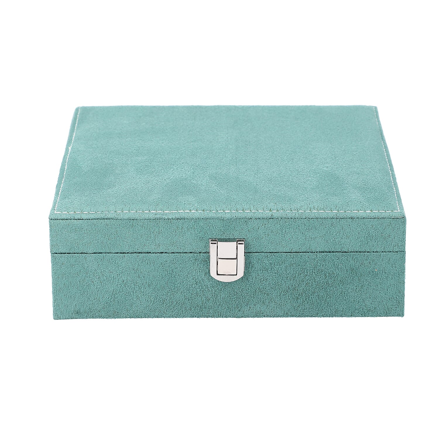 Portable Velvet Jewellery Box with Lock (Size 20x20x7Cm) - Teal