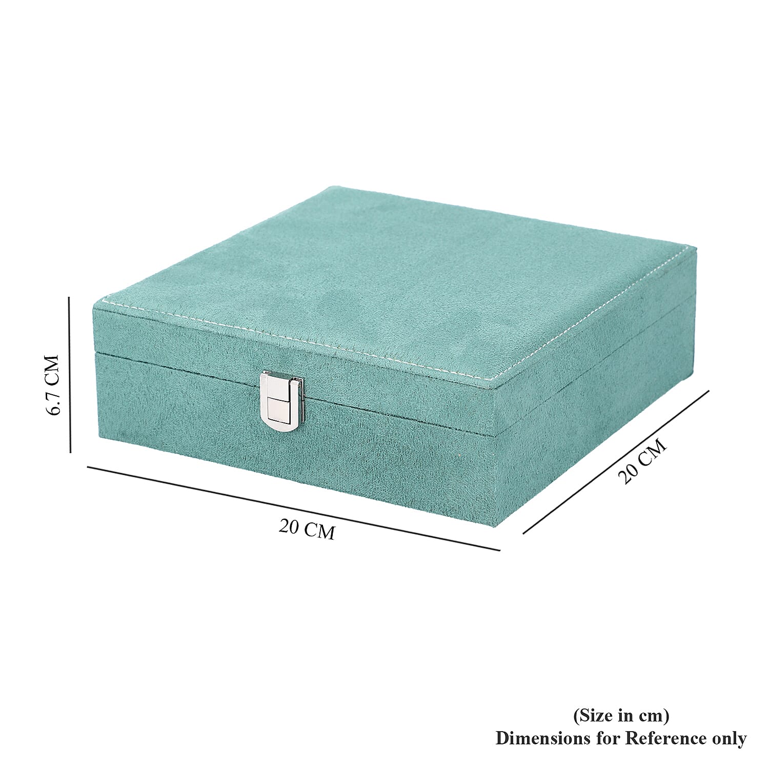 Portable Velvet Jewellery Box with Lock (Size 20x20x7Cm) - Teal