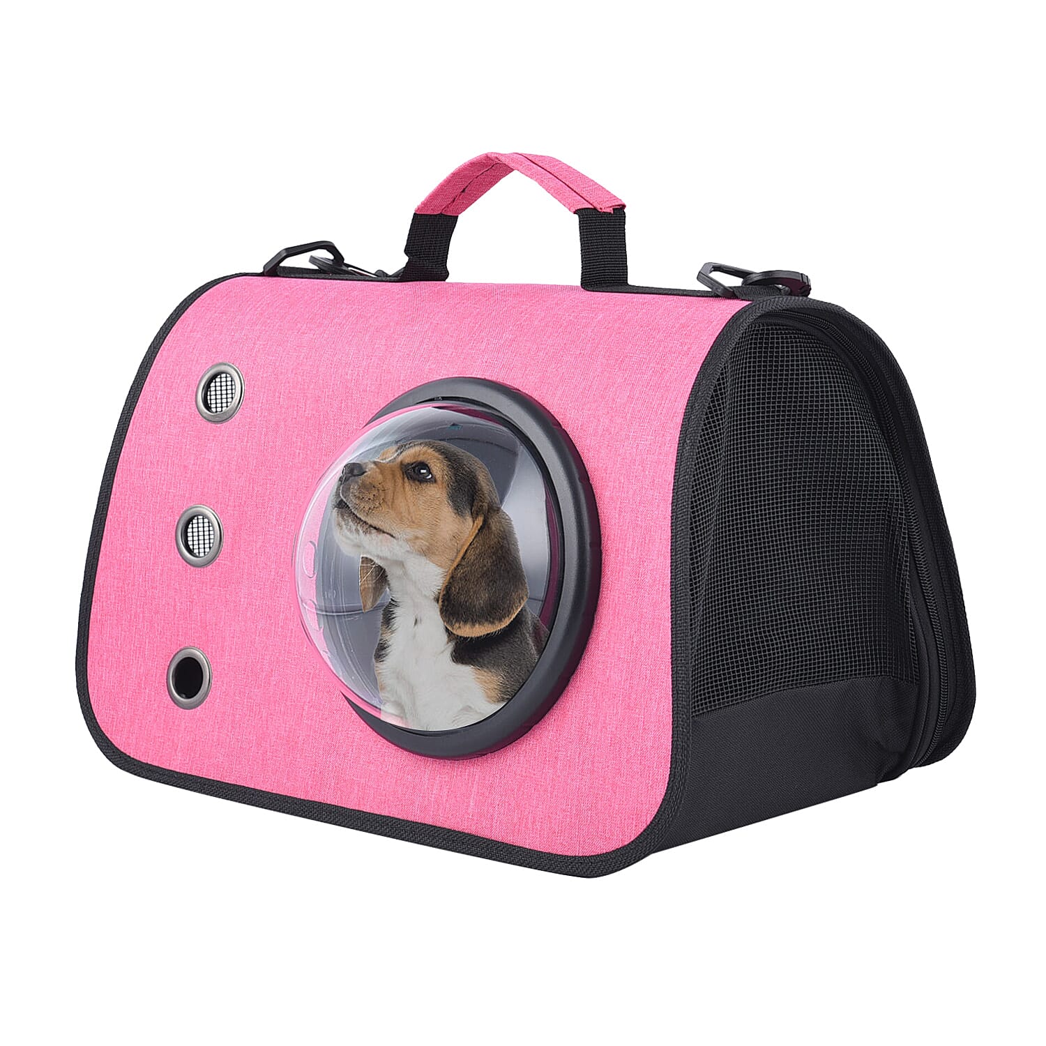 Durable and Washable Oxford Pet Bag with Shoulder Strap (Size 40x26x26Cm) - Pink