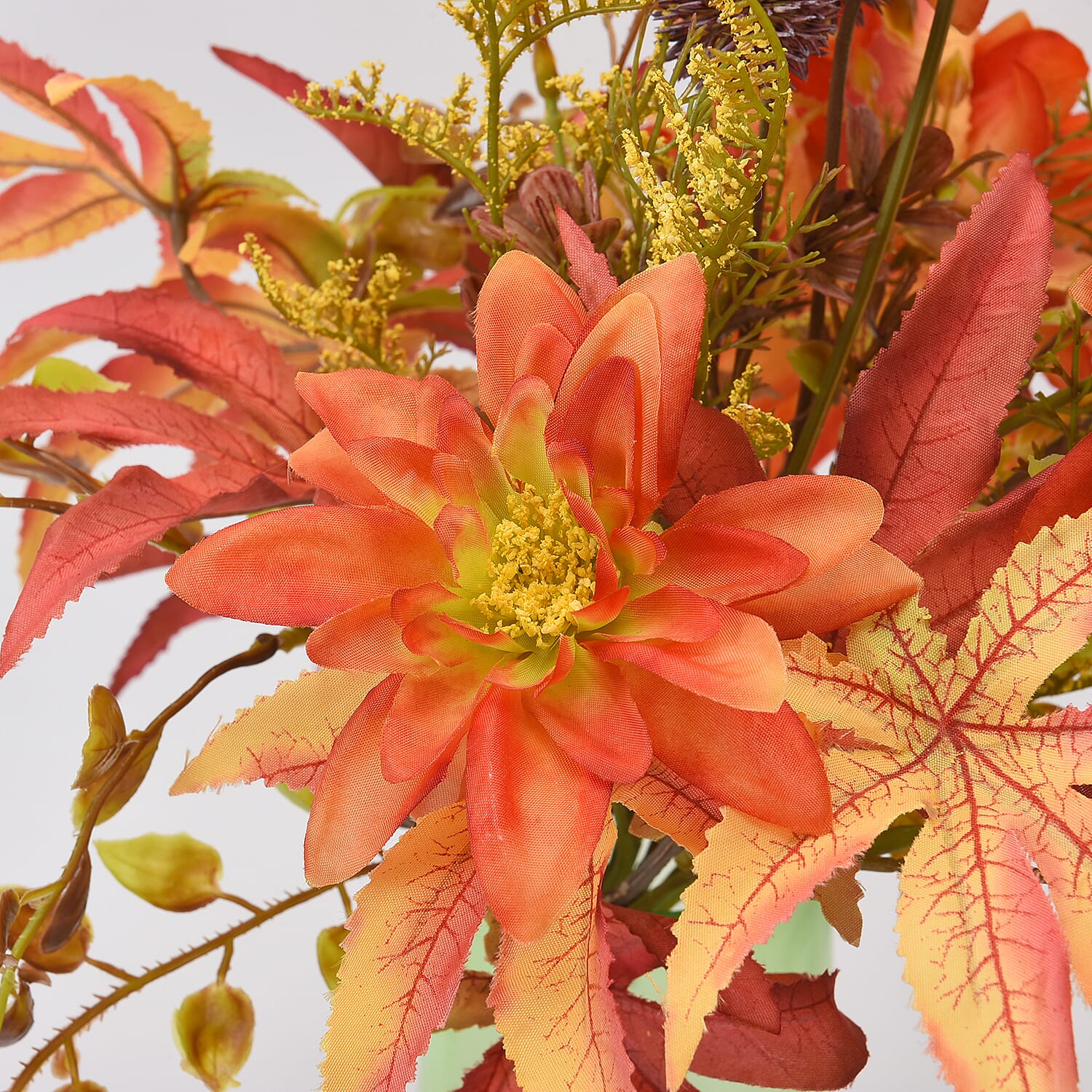 The 5th Season Dahlia Maple Flowers Arrangement with Vase - Orange