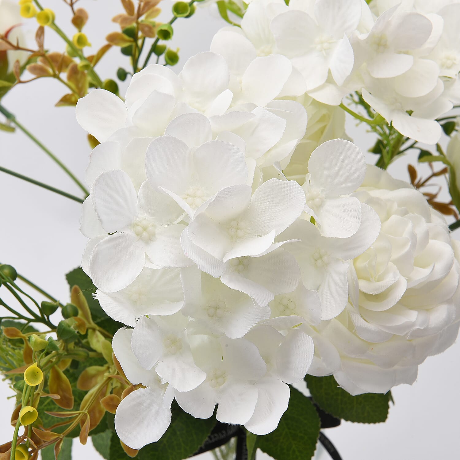 The 5th Season White Rose Flowers Arrangement  with Vase - White