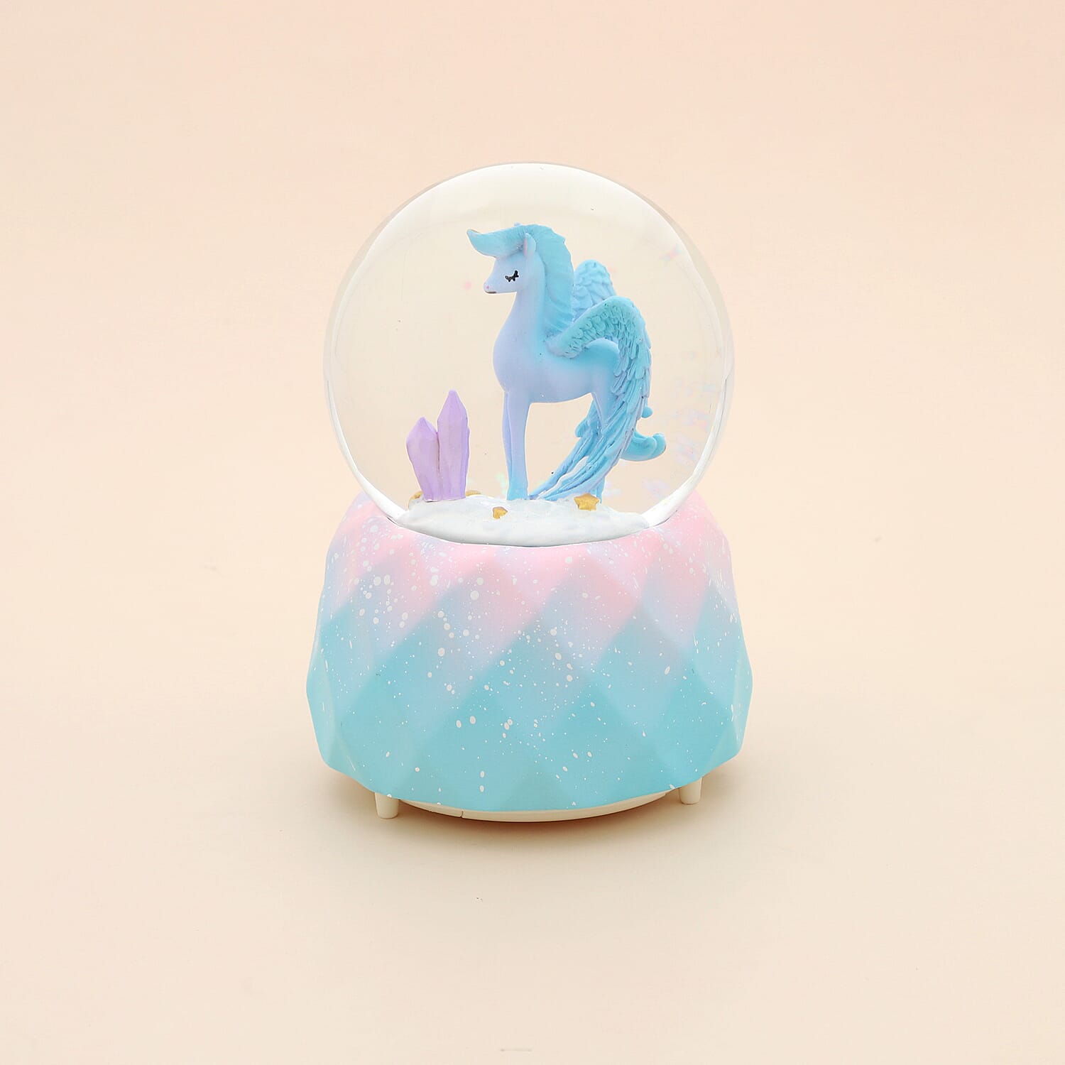 Elegant Unicorn Water Globe with Music and Glitter - Blue