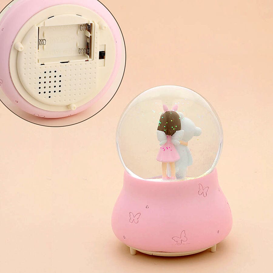 Lovely Little Girl Hugging Teddy Bear with Music - (Requires 3xAAA Batteries - Not Inc) (Size 15x10Cm) - Pink