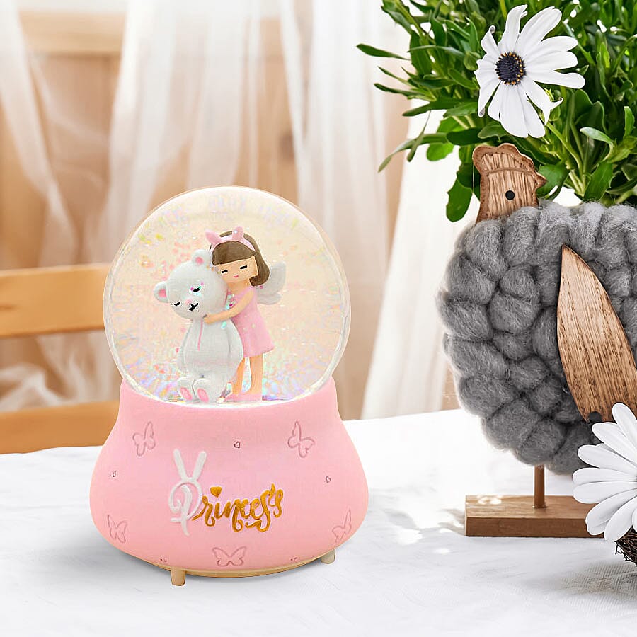 Lovely Little Girl Hugging Teddy Bear with Music - (Requires 3xAAA Batteries - Not Inc) (Size 15x10Cm) - Pink