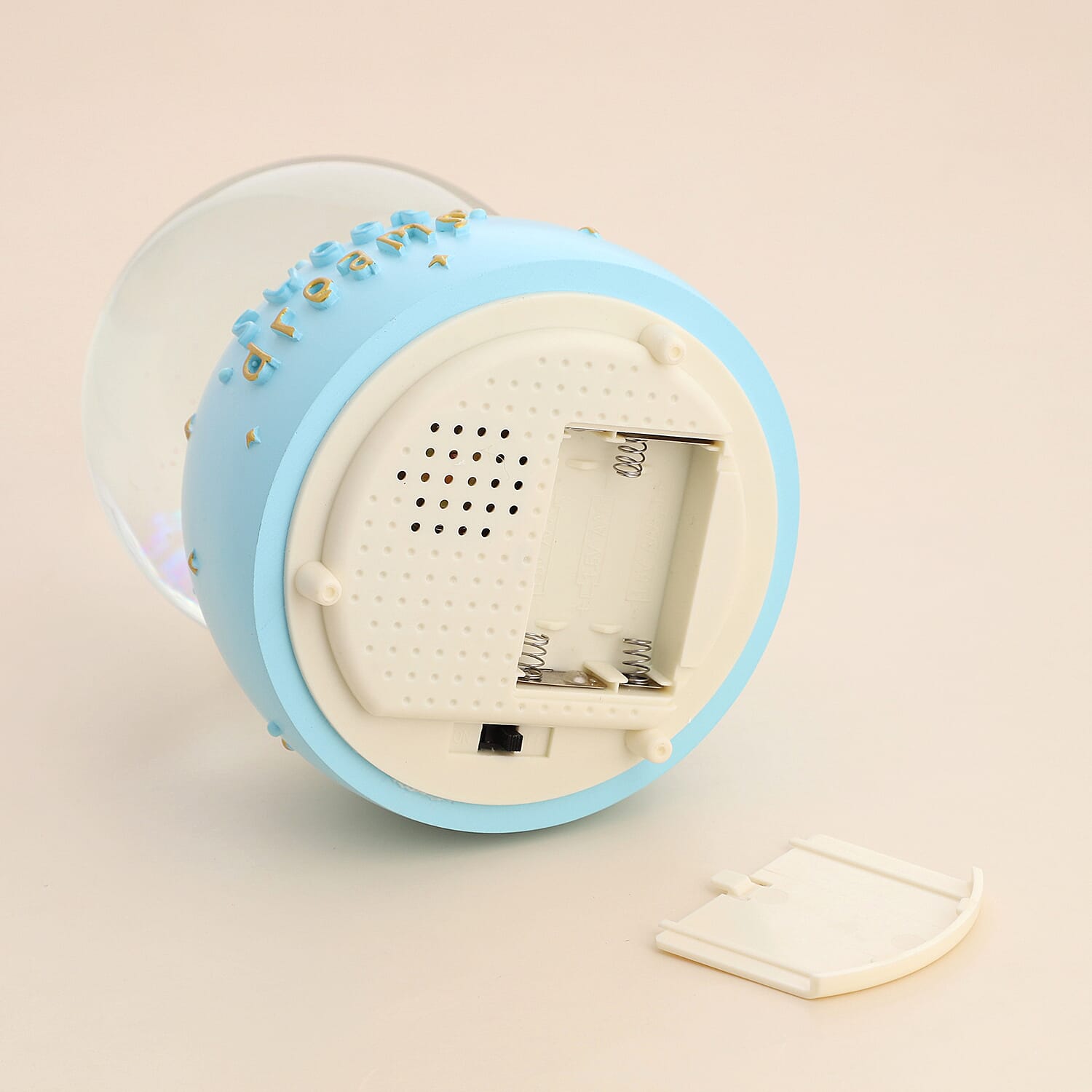 Lovely Cat and Moon Globe with Music and Glitter - (Requires 3xAAA Batteries - Not Inc) (Size -15x10 cm) - White and Blue