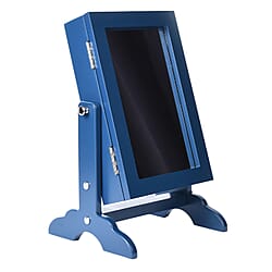 Portable Jewellery Cabinet with Standing Mirror - Dark Blue