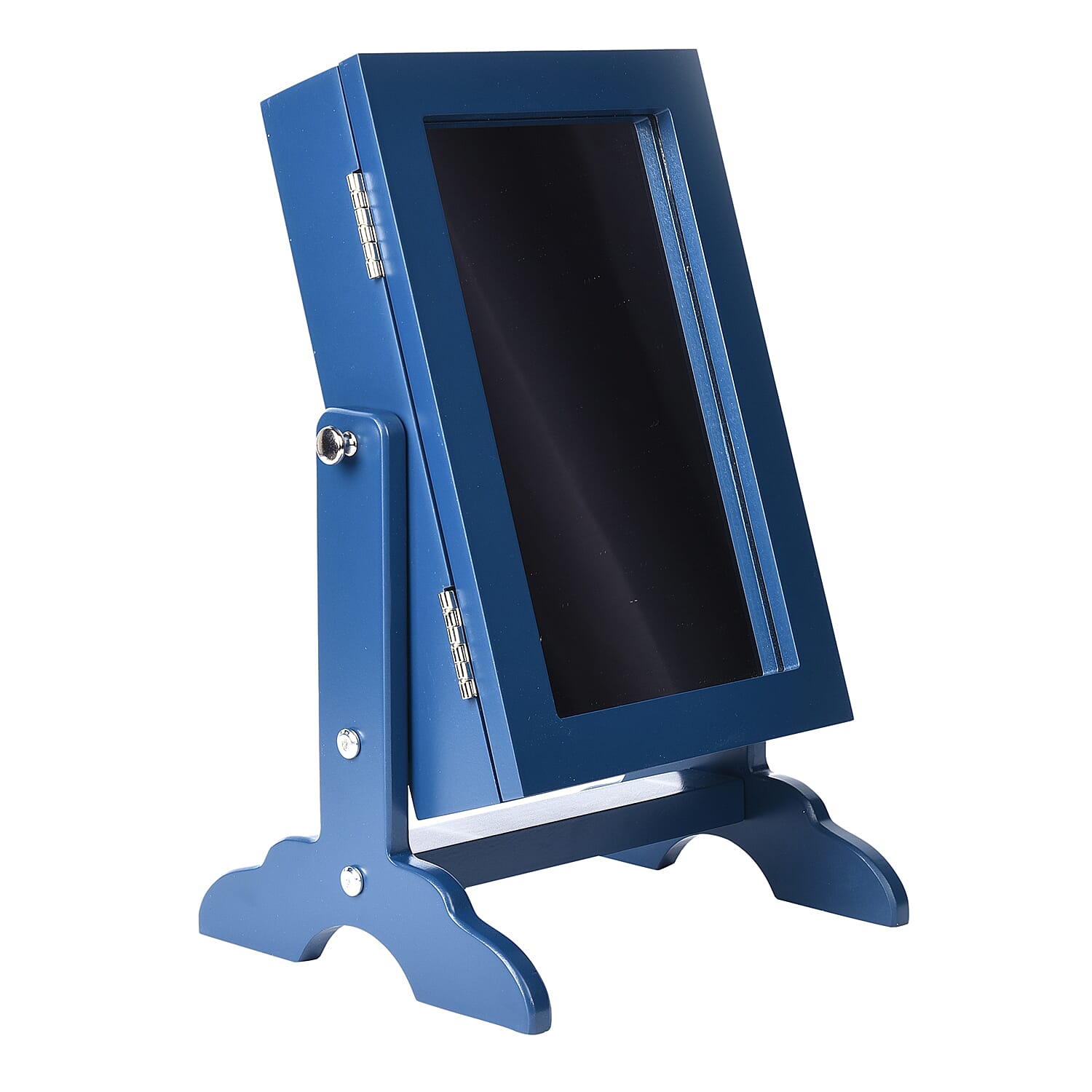 Portable MDF Jewellery Cabinet with Standing Mirror - Dark Blue