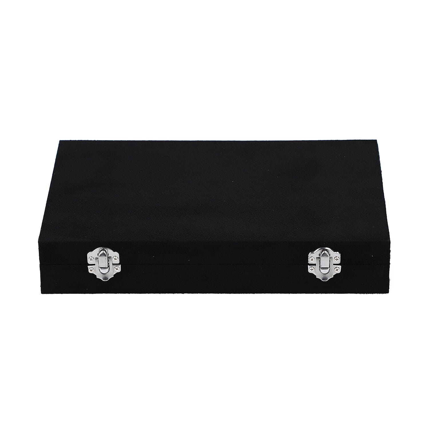 Velvet Jewelry box with lock top 8 hooks pocket base left 8 sections10 Ring Rows Inside Anti Tarnish lining - Black