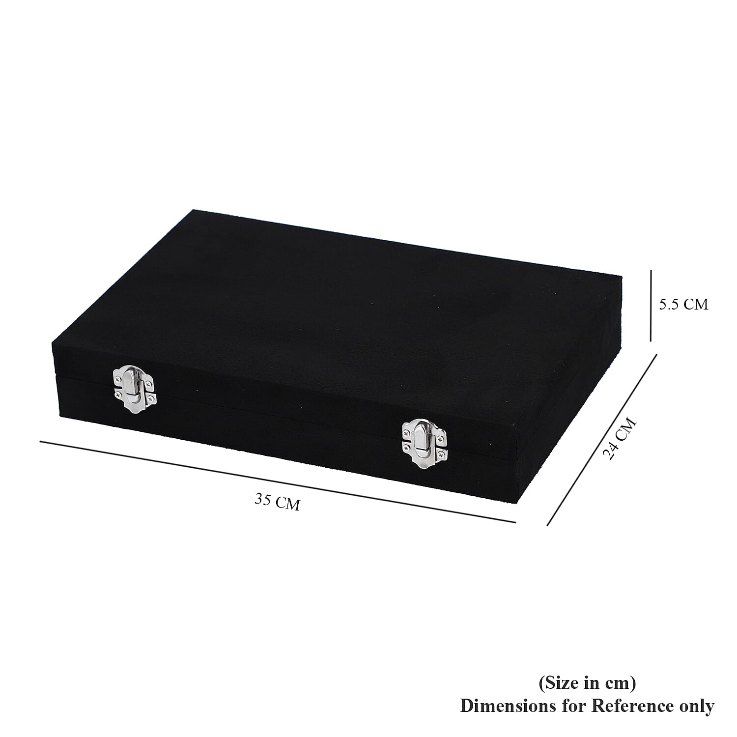 Velvet Jewelry box with lock top 8 hooks pocket base left 8 sections10 Ring Rows Inside Anti Tarnish lining - Black