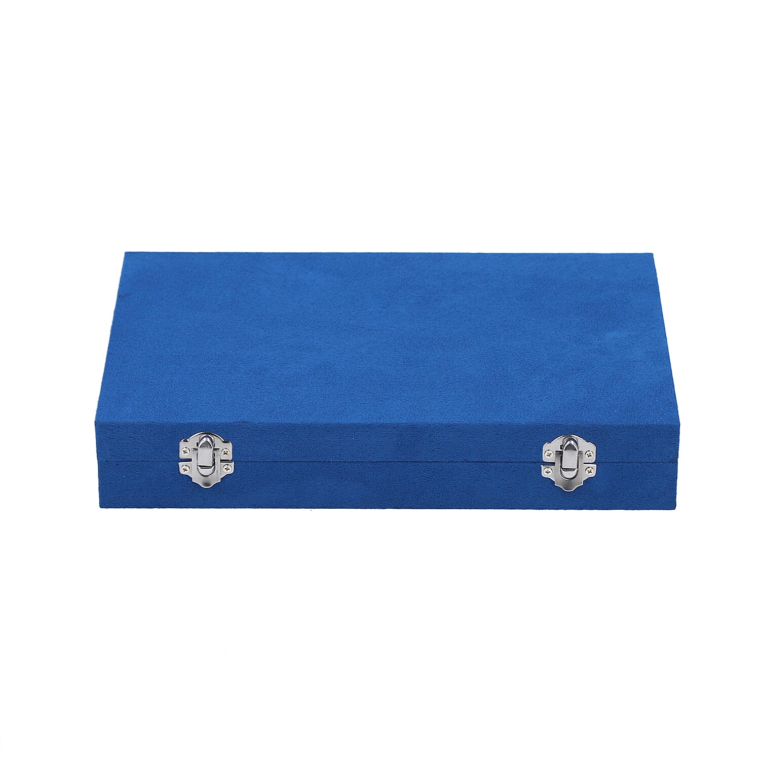 Portable Velvet Jewellery Box with Lock and Anti Tarnish Lining (Size:29x18x5 Cm) - Blue