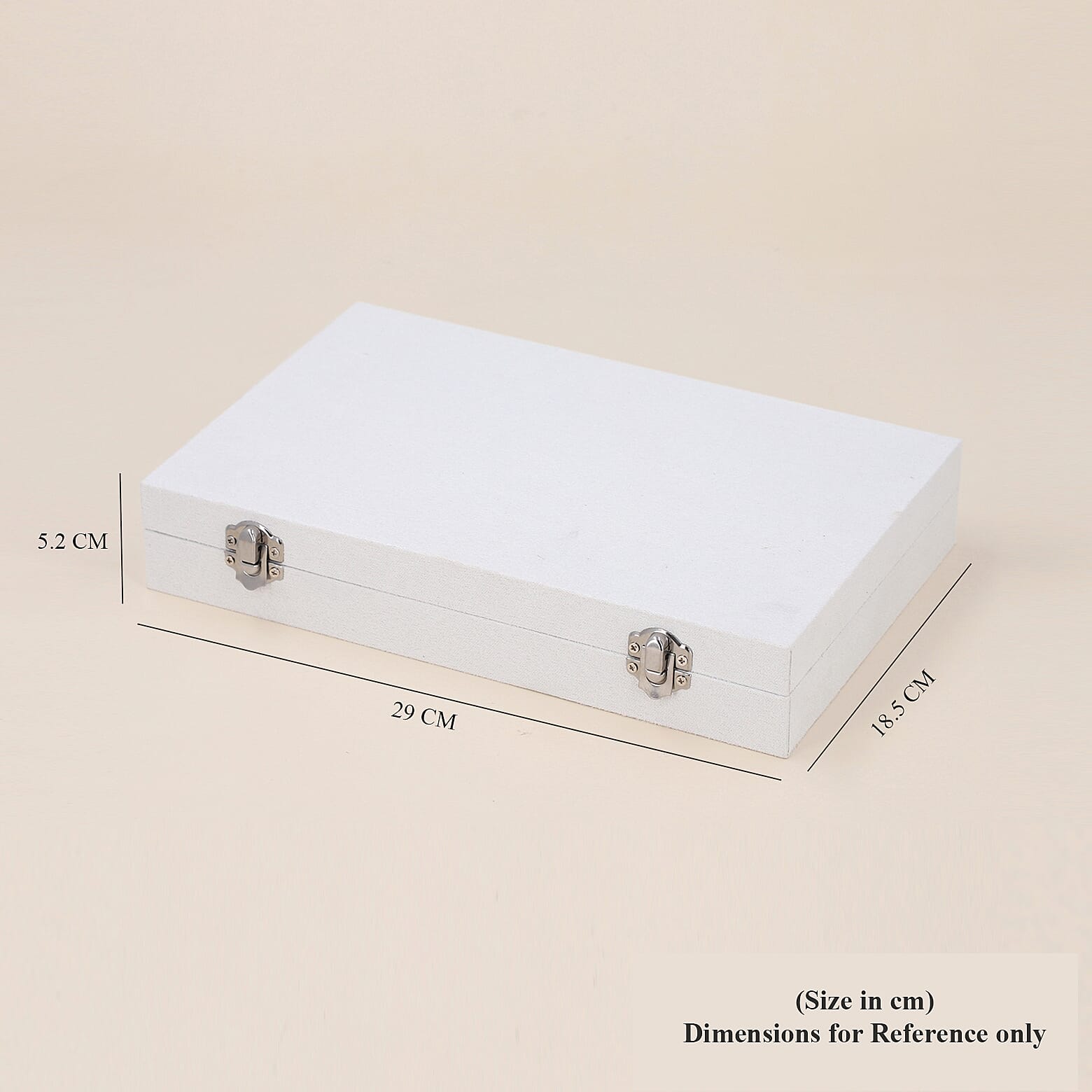Portable Velvet Jewellery Box with Lock and Anti Tarnish Lining (Size-29x18x5Cm) - White