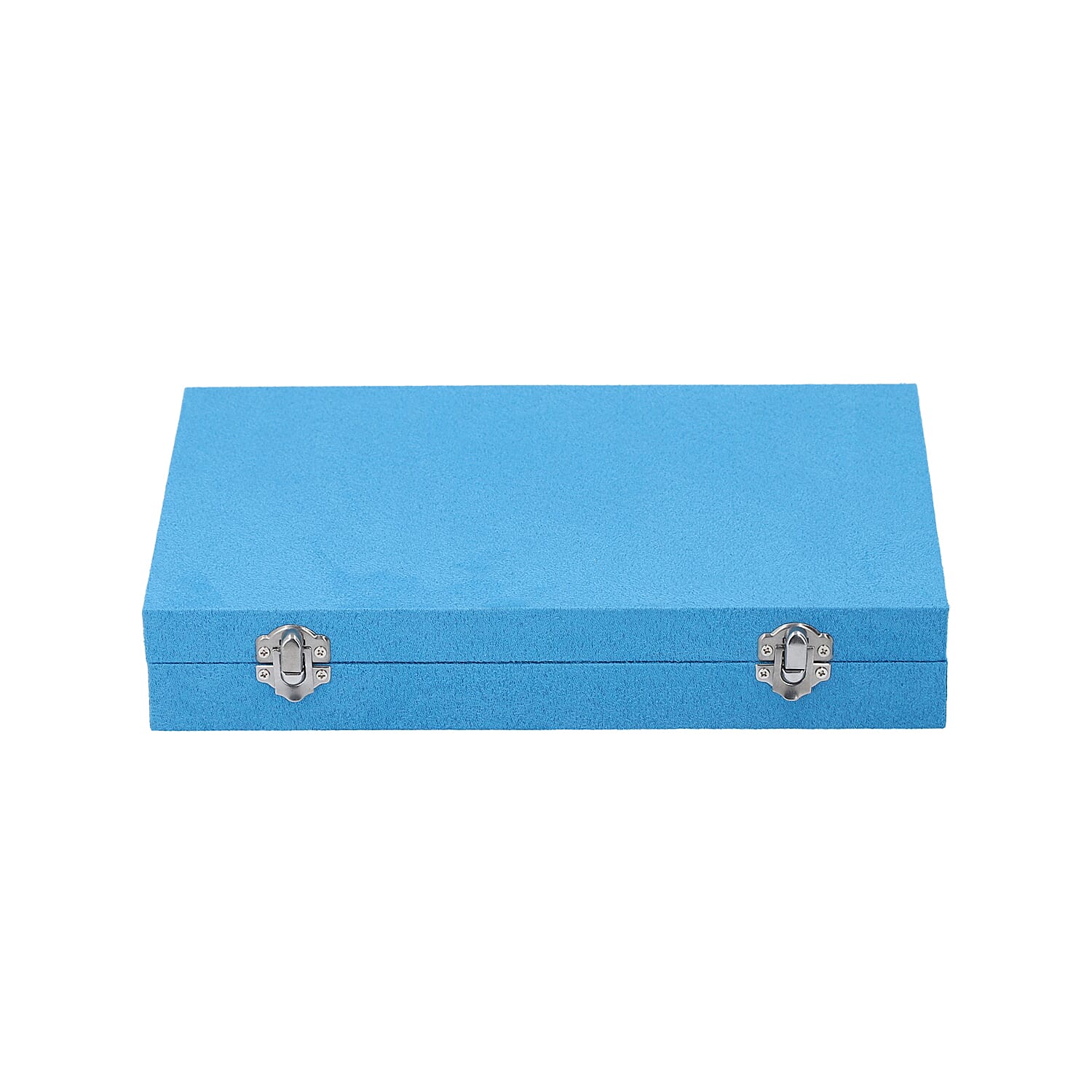 Portable Velvet Jewellery Box with Lock and Anti Tarnish Lining (Size:29x18x5Cm) - Turquoise Blue