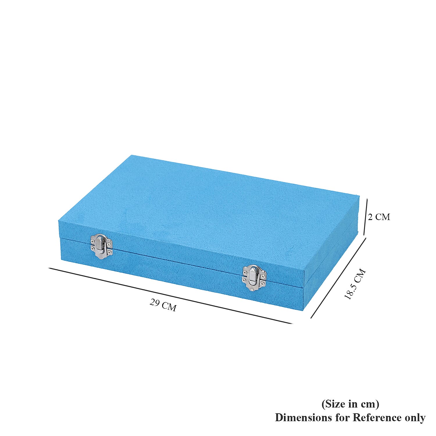 Portable Velvet Jewellery Box with Lock and Anti Tarnish Lining (Size:29x18x5Cm) - Turquoise Blue