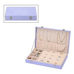 Velvet Jewelry box with lock top 8 hooks pocket base left 8 sections10 Ring Rows Inside Anti Tarnish lining - Black