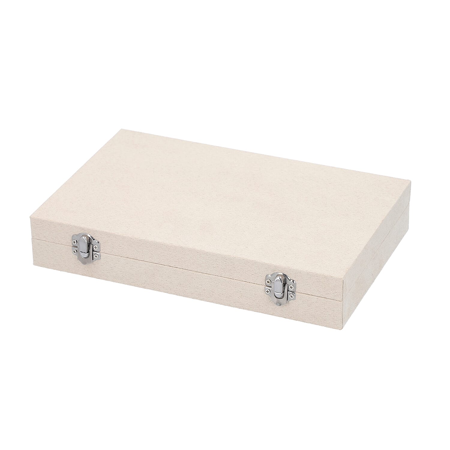 Portable Velvet Jewellery Box with Lock and Anti Tarnish Lining (Size:29x18x5Cm) - Ivory