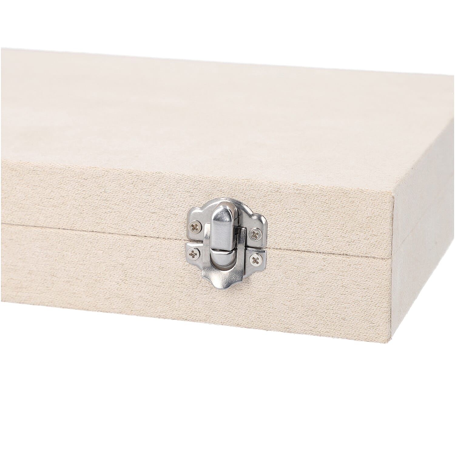 Portable Velvet Jewellery Box with Lock and Anti Tarnish Lining (Size:29x18x5Cm) - Ivory