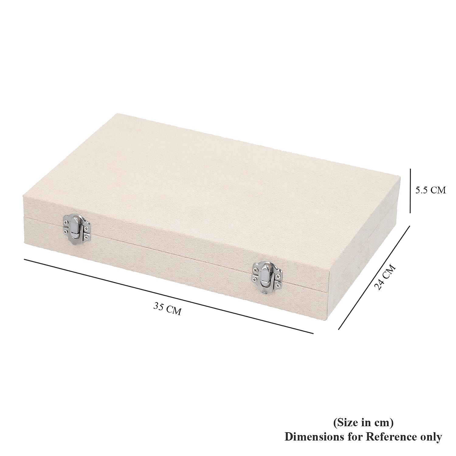 Portable Velvet Jewellery Box with Lock and Anti Tarnish Lining (Size:29x18x5Cm) - Ivory