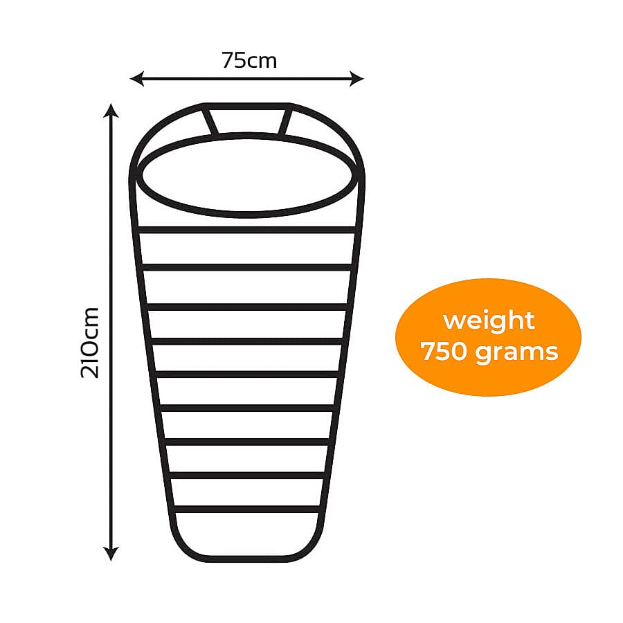 Mummy Sleeping Bag in Blue & Grey - Single - 2 Seasons (210x52x72 Cm)