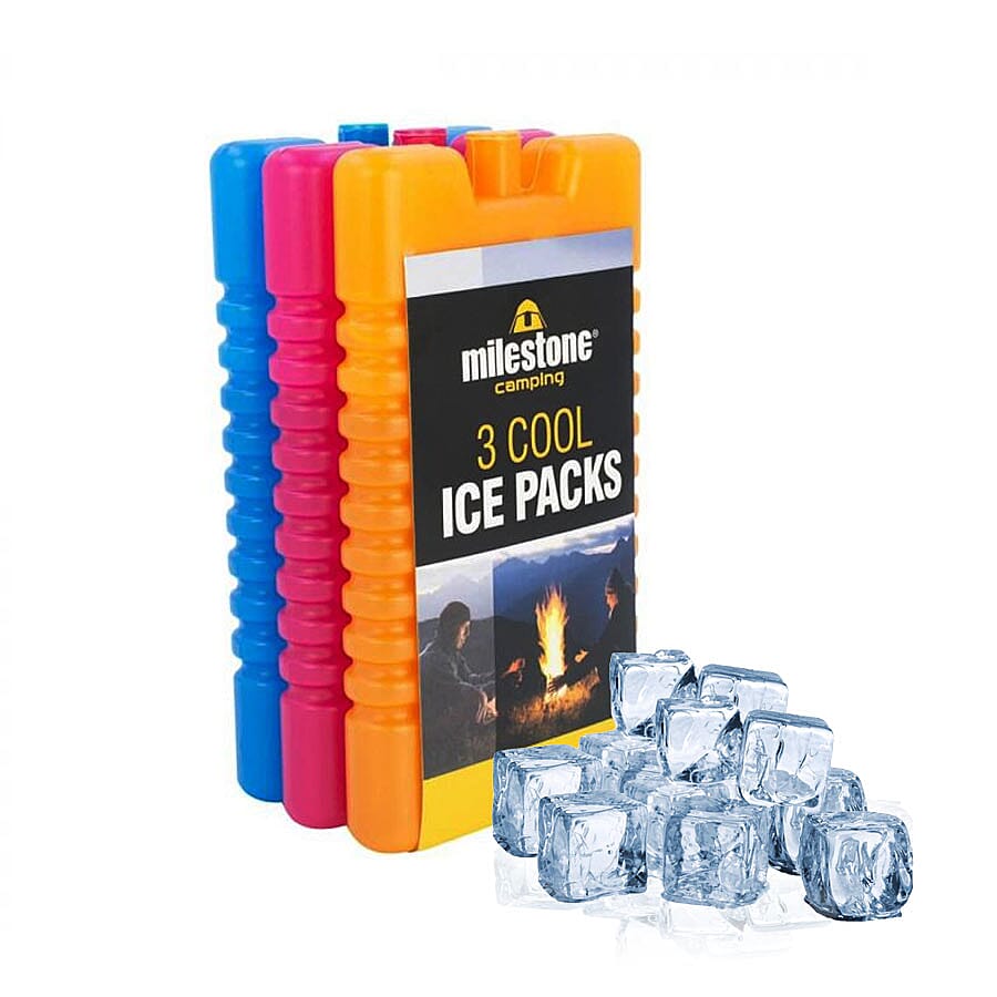 3 Pack 200ml Ice Pack - 3 Assorted Colours (Orange, Pink & Blue) (16x9 Cm)