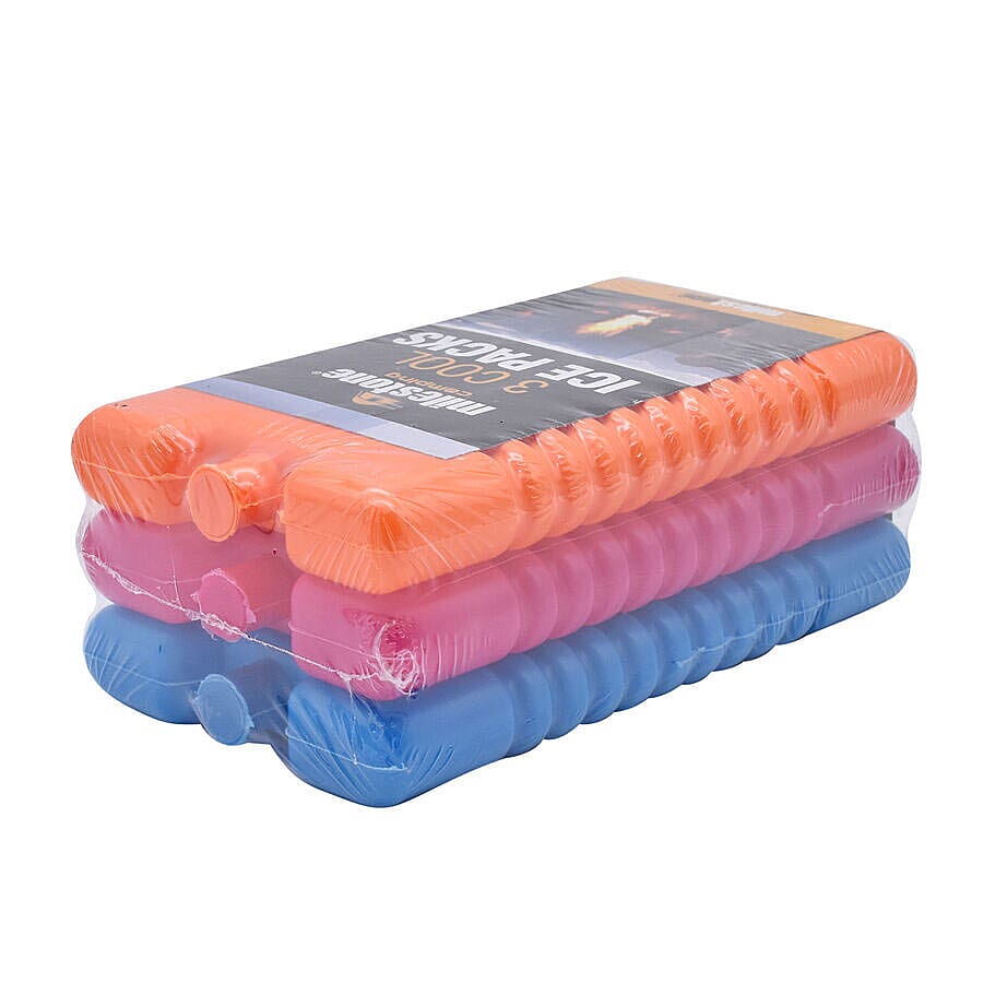 3 Pack 200ml Ice Pack - 3 Assorted Colours (Orange, Pink & Blue) (16x9 Cm)