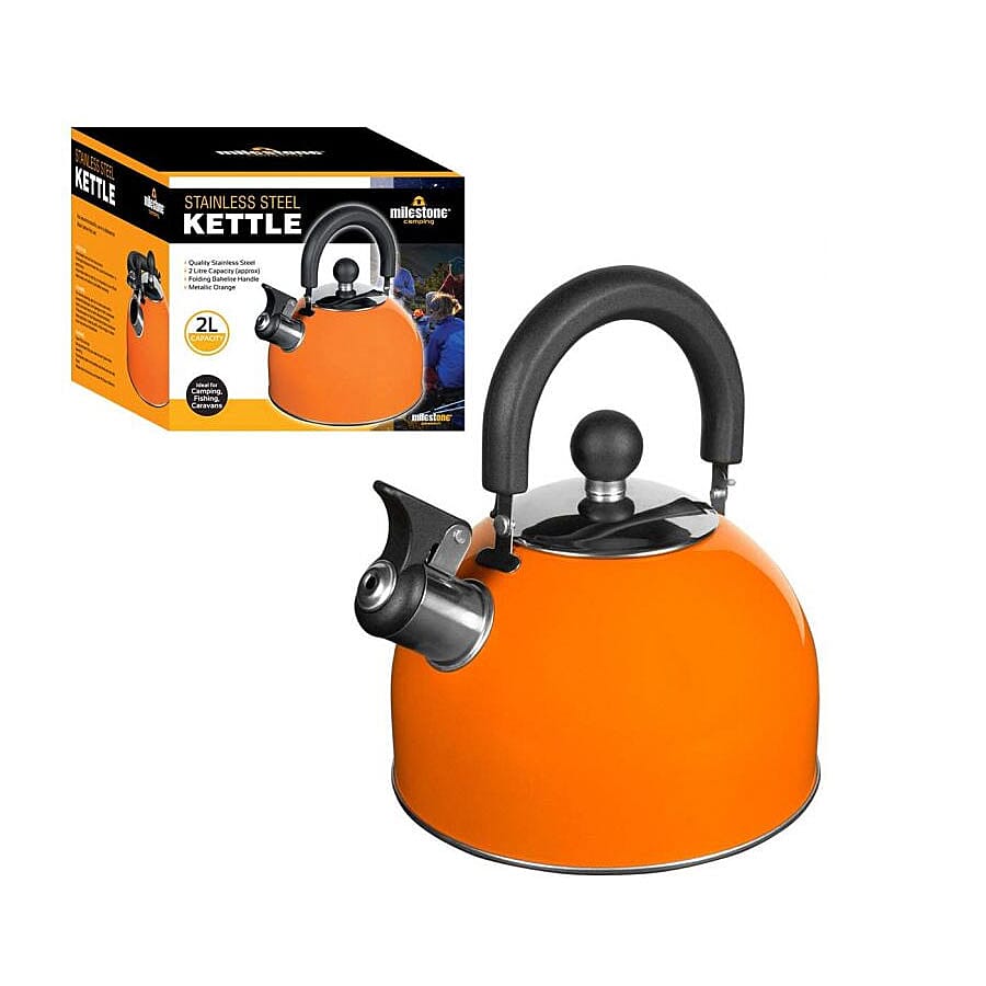 2L Stainless Steel Kettle - Orange (Size 16x18cm)