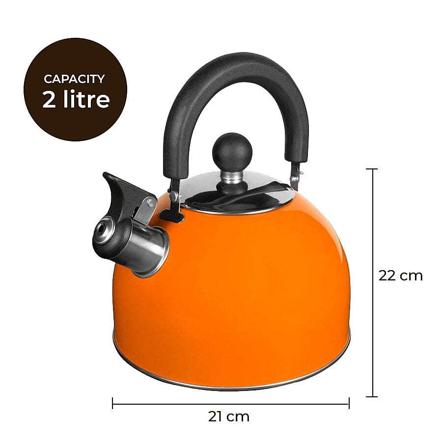 2L Stainless Steel Kettle - Orange (Size 16x18cm)