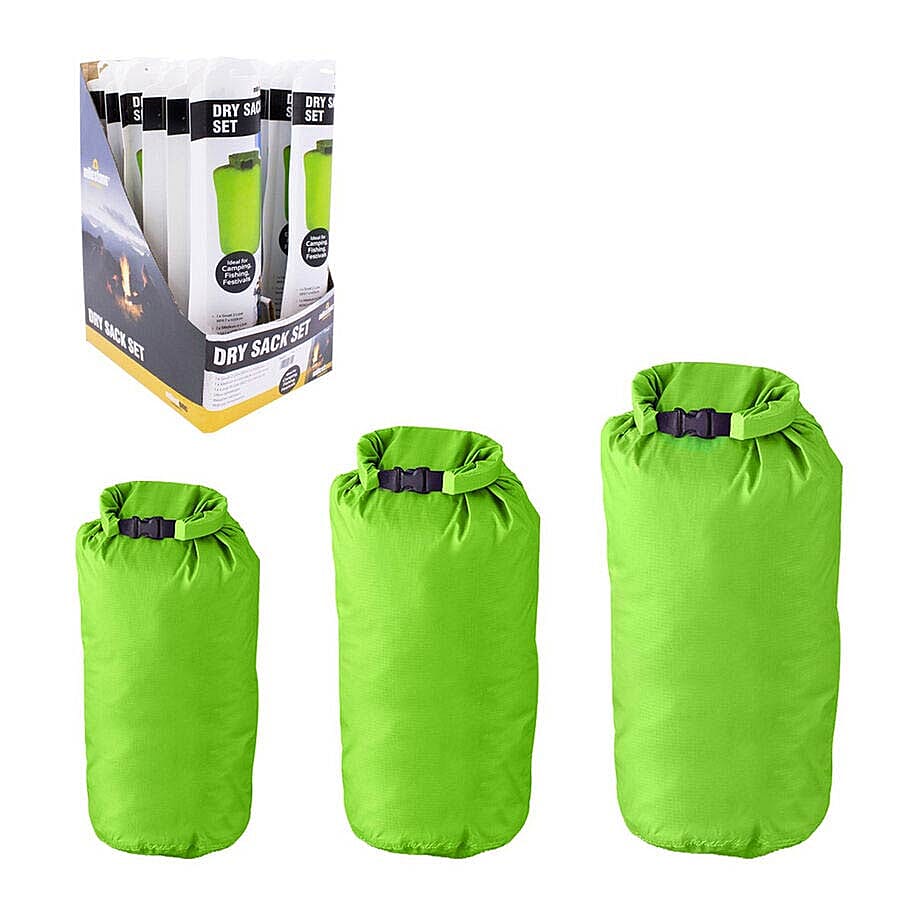 Set of 3 Dry Sacks in Green (Size 58x26.5Cm/ 38x24Cm/ 31x19Cm)