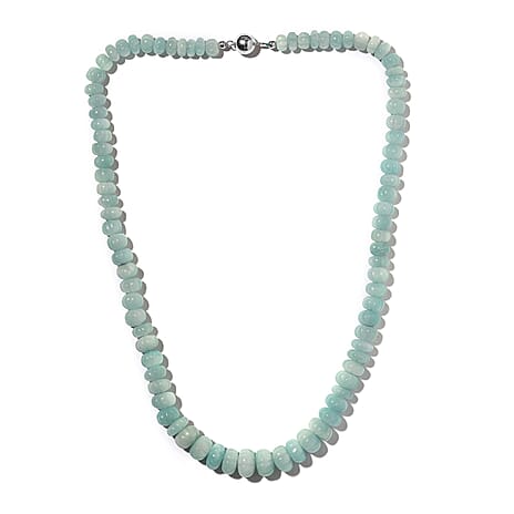 Extremely Rare Shape Amazonite Necklace (Size - 18) with Magnetic Lock in Rhodium Overlay Sterling Silver