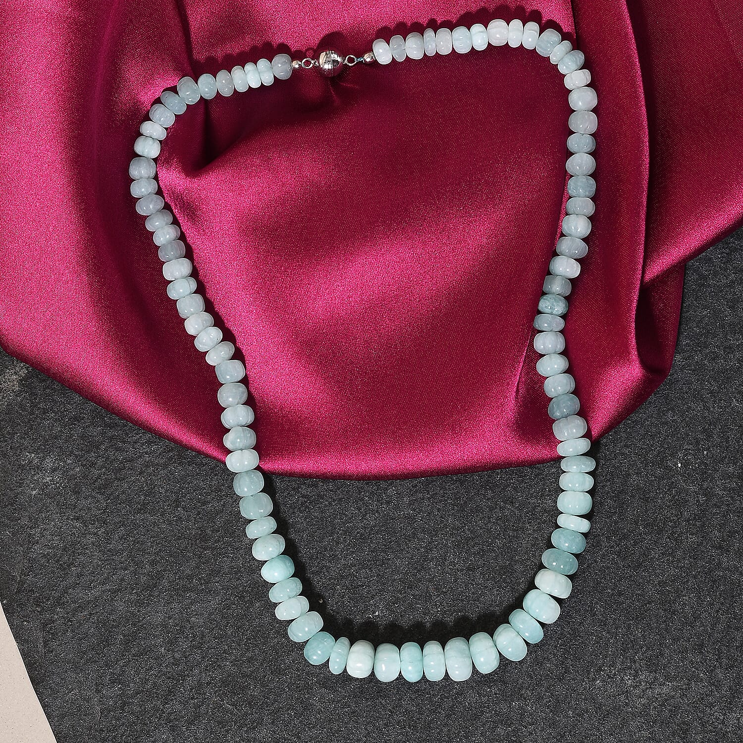 Extremely Rare Shape Amazonite Necklace (Size - 18) with Magnetic Lock in Rhodium Overlay Sterling Silver
