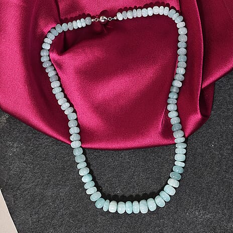 Extremely Rare Shape Amazonite Necklace (Size - 18) with Magnetic Lock in Rhodium Overlay Sterling Silver
