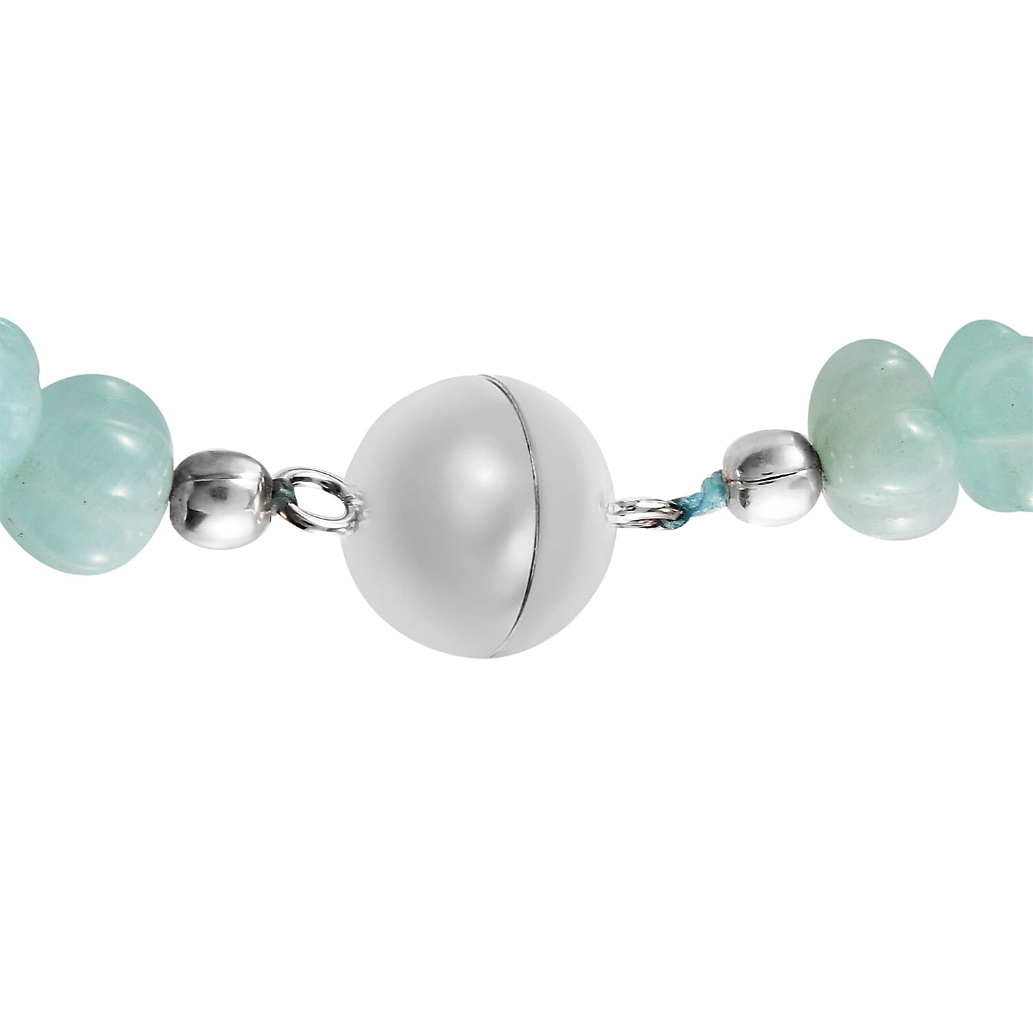 Extremely Rare Shape Amazonite Necklace (Size - 18) with Magnetic Lock in Rhodium Overlay Sterling Silver